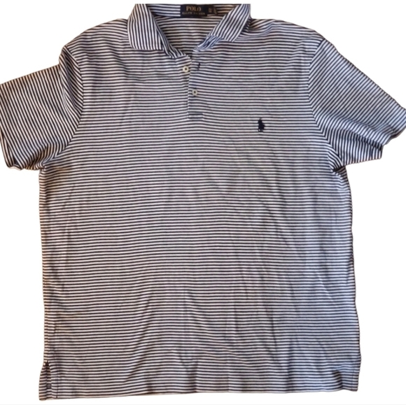 Polo Ralph Lauren Navy & White Stripe Polo  XL /TG - Picture 1 of 12